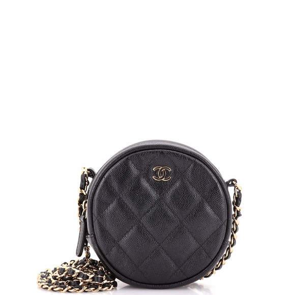 Chanel Mini Round Clutch with Chain Quilted Caviar - Picture 1 of 5